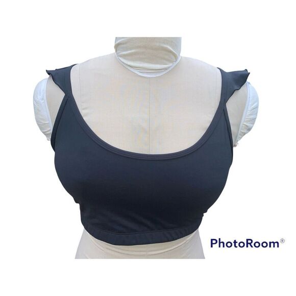 Joy Lab Women’s Sports Bra Racer Back Ruffle Strap Sz. L Black Athletic - Picture 8 of 10